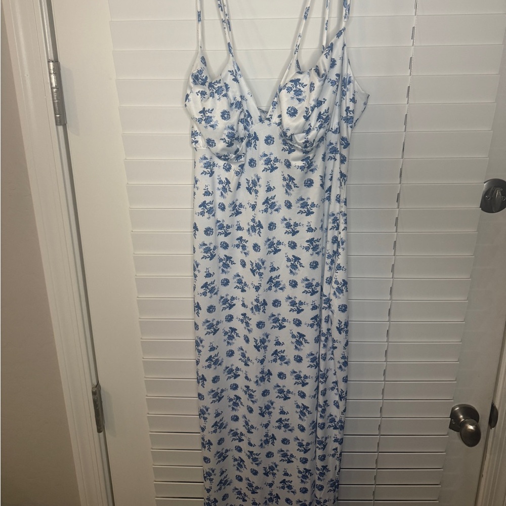 Floral Blue and White Maxi Dress